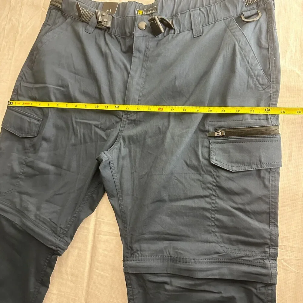 BC Clothing Convertible Stretch Cargo Hiking Pants/Shorts Zip Pocket 2XL X 32